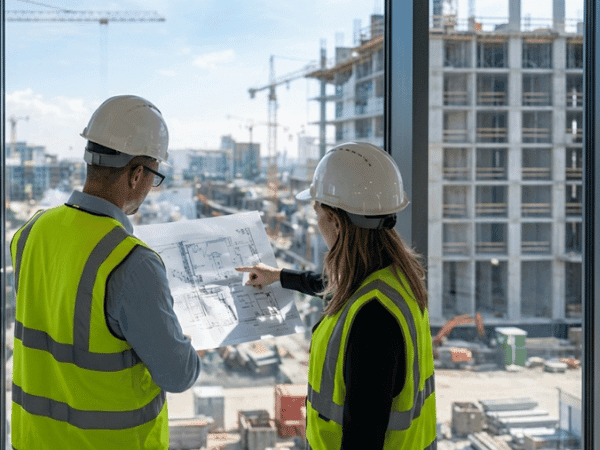 Engenheiros da GreenWorld a acompanhar uma obra de construção